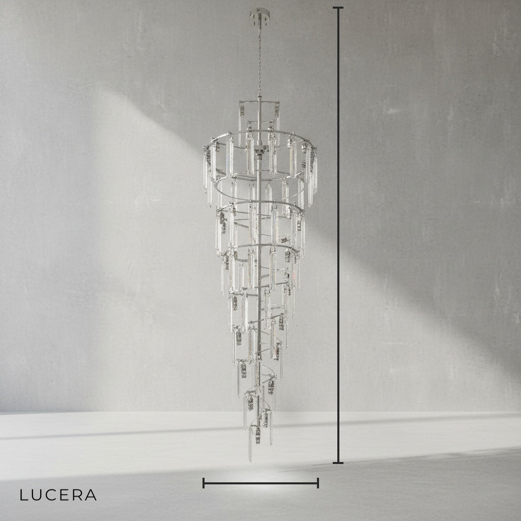 Primrose Crystal Cascade Long Chandelier - Chandeliers | Lucera Lighting