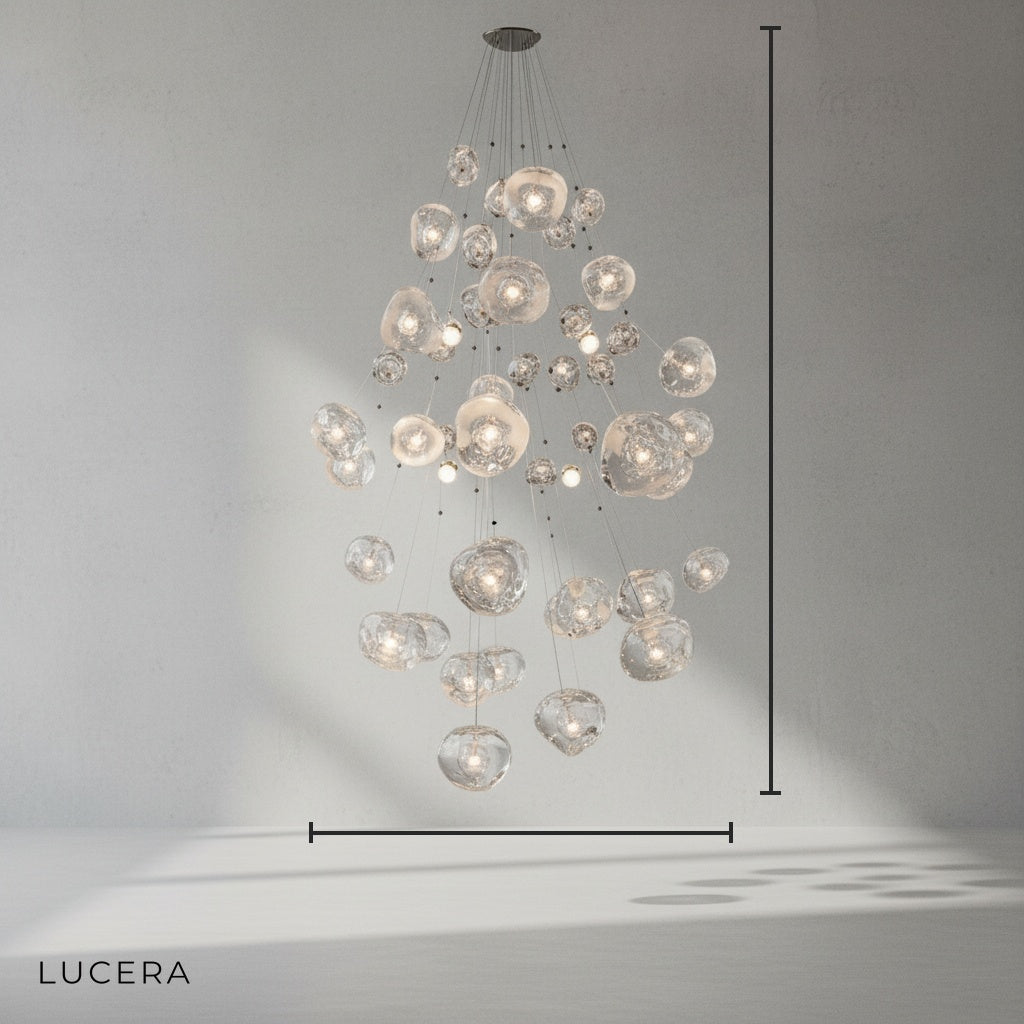 Toadflax Crystal Raindrop Staircase Chandelier - Chandeliers | Lucera Lighting