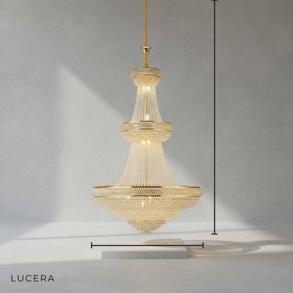 Opal Three-tier Gold Crystal Chandelier - Chandeliers | Lucera Lighting