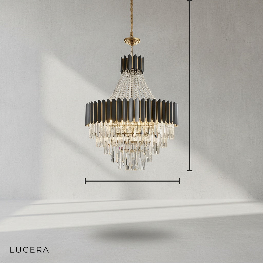 Jasper Modern Round Gun Black Crystal Chandelier - Chandeliers | Lucera Lighting
