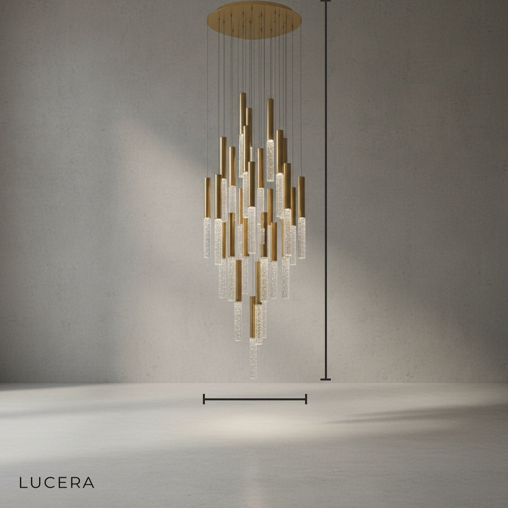 Schist Long LED Spiral Chandelier - Chandeliers | Lucera Lighting