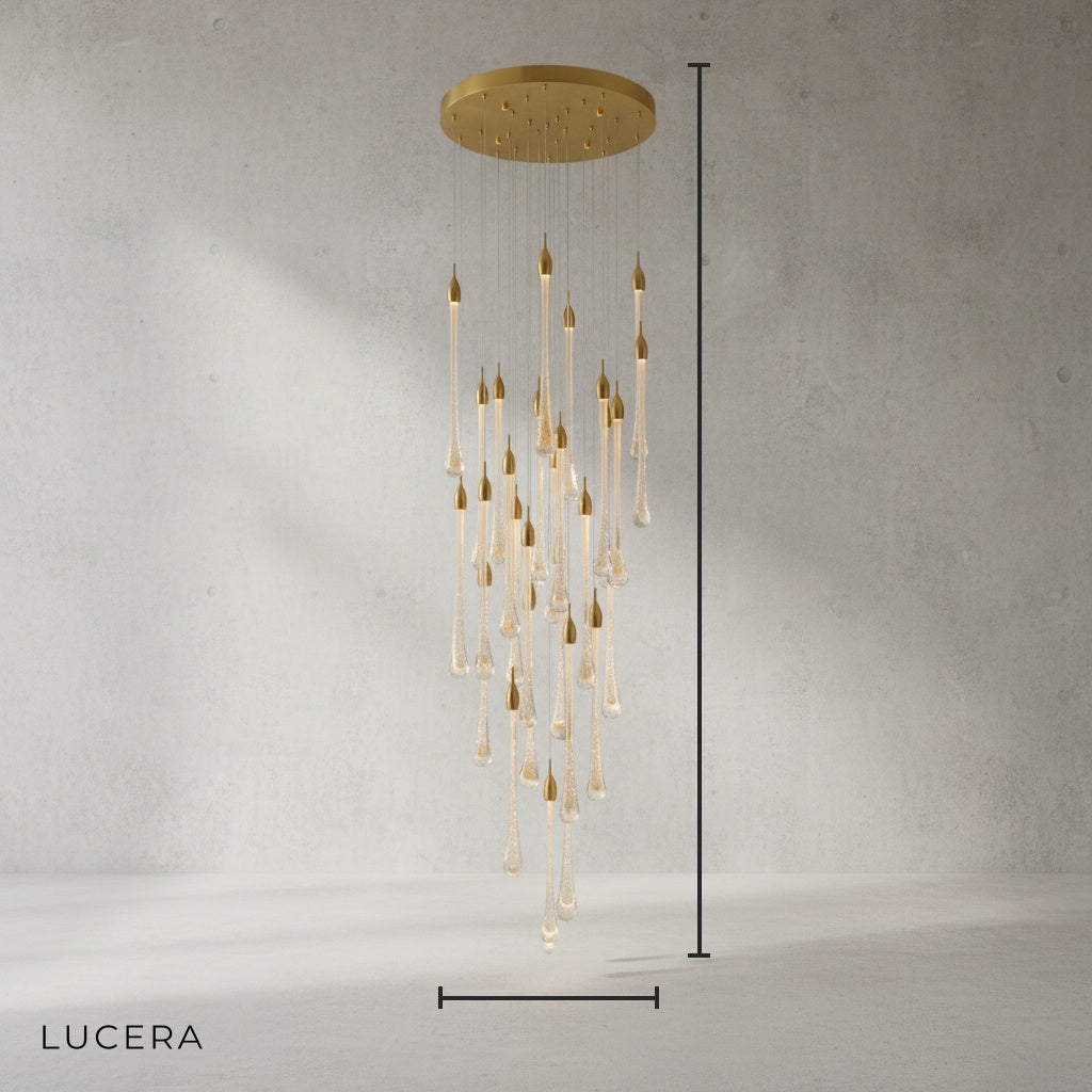 Albite Staircase Gold Crystal Chandelier - Chandeliers | Lucera Lighting