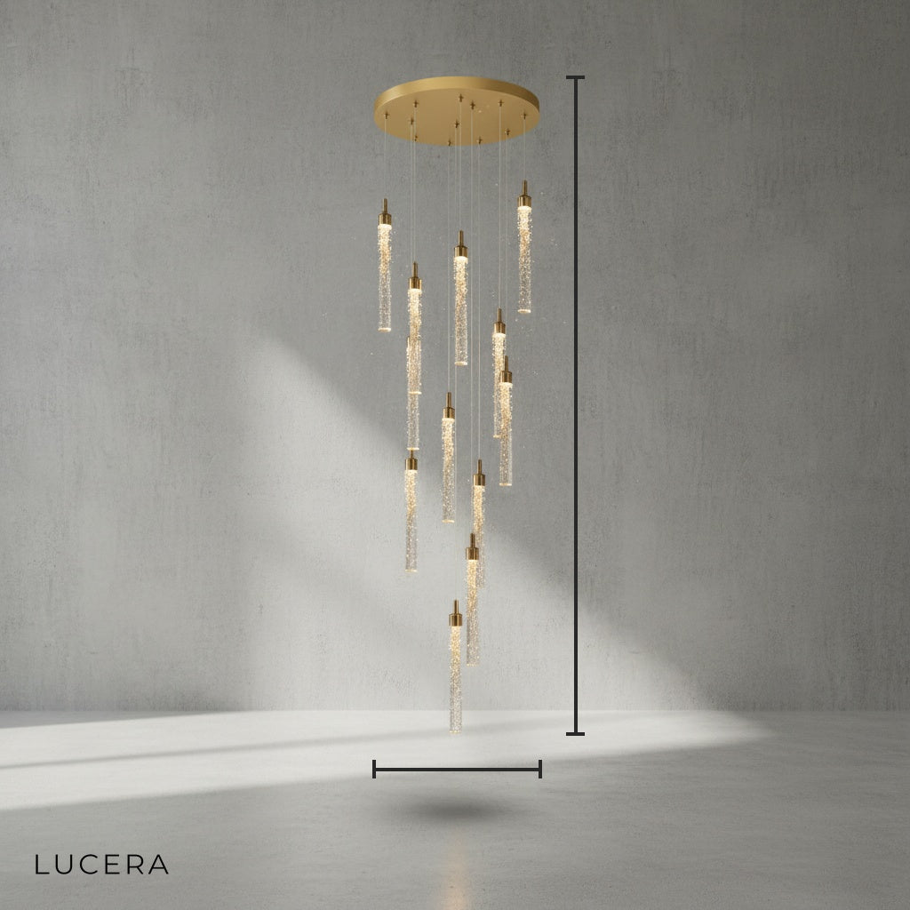 Diorite Crystal Cascade Staircase Chandelier - Chandeliers | Lucera Lighting