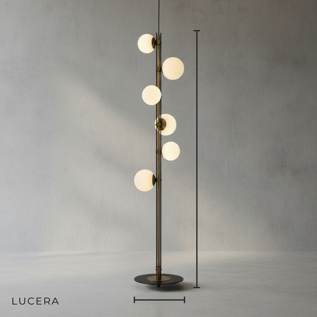 Amethyst Mid Century Twisted Floor Lamp with Globe Shades - Chandeliers | Lucera Lighting