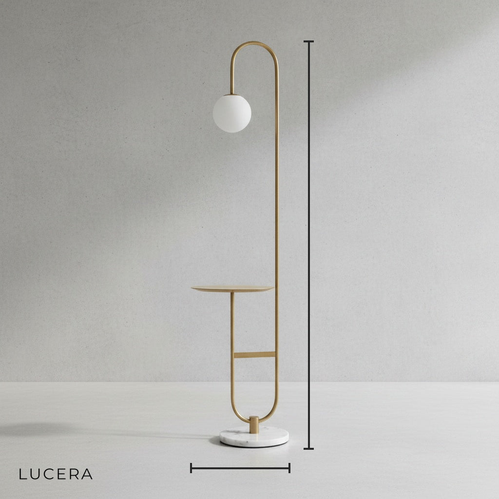 Chrysoprase Art Deco Modern LED Floor Lamp with Table - Lamps | Lucera Lighting