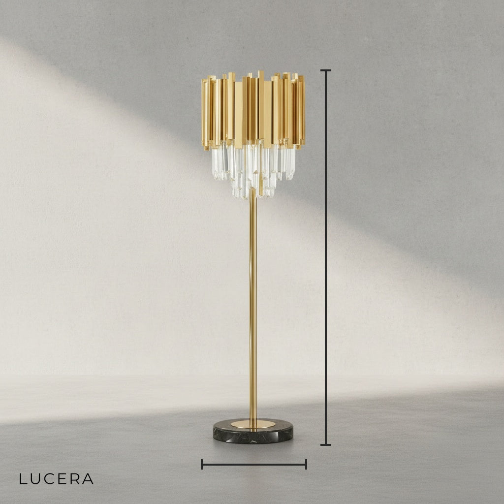 Cobalt Crystal Gold Stainless Steel Modern Floor Lamp - Lamps | Lucera Lighting