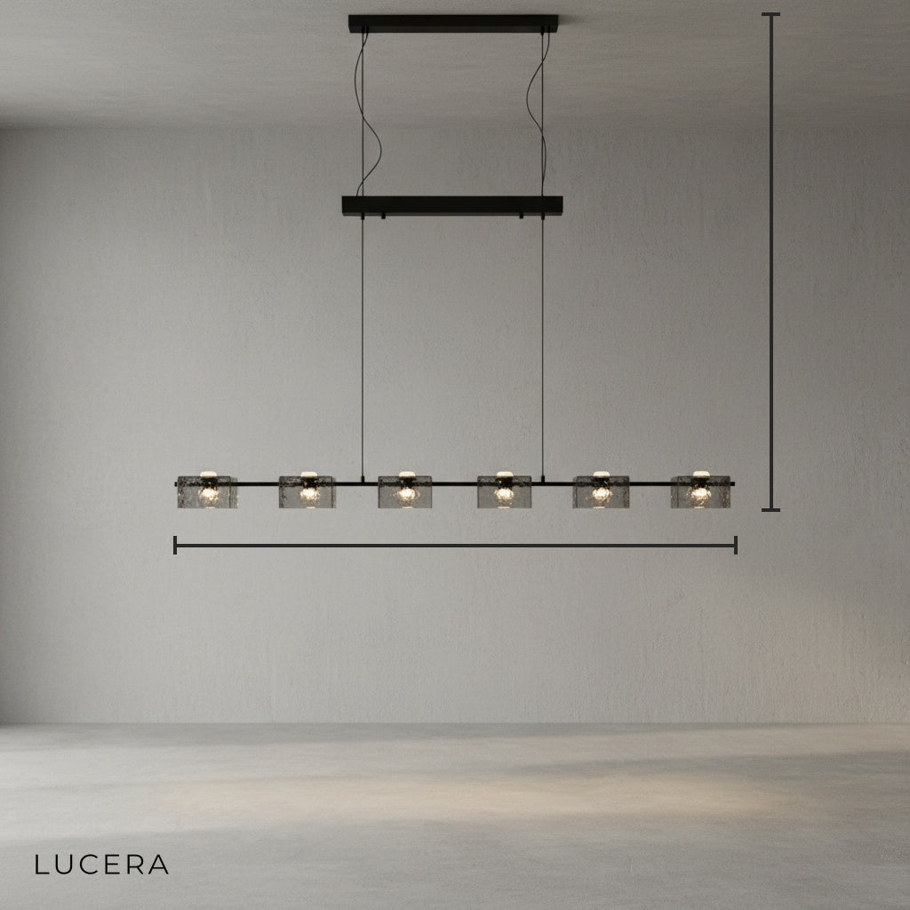 Cinnabar Copper Chandelier - Textured Glass - Pendant Lights | Lucera Lighting