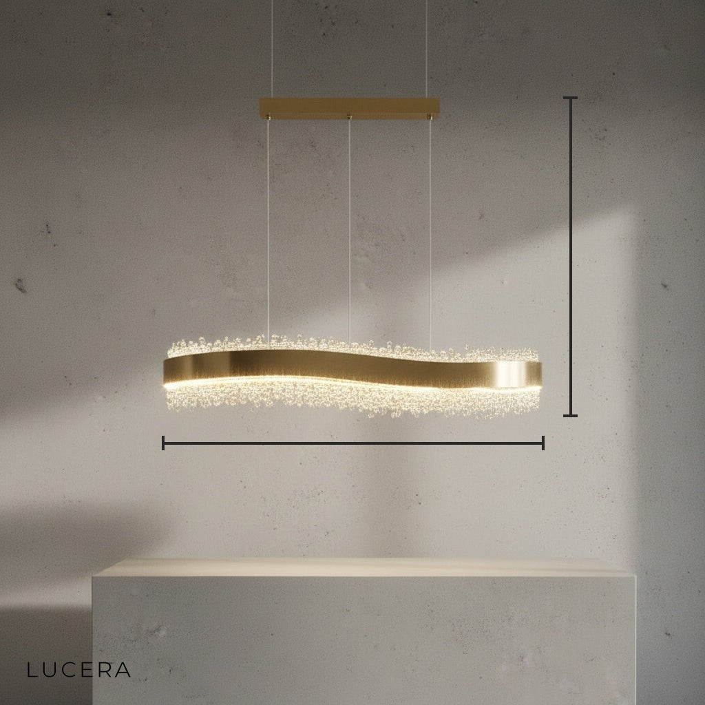 Cerulean Wave Crystal Rectangle Chandelier - Pendant Lights | Lucera Lighting
