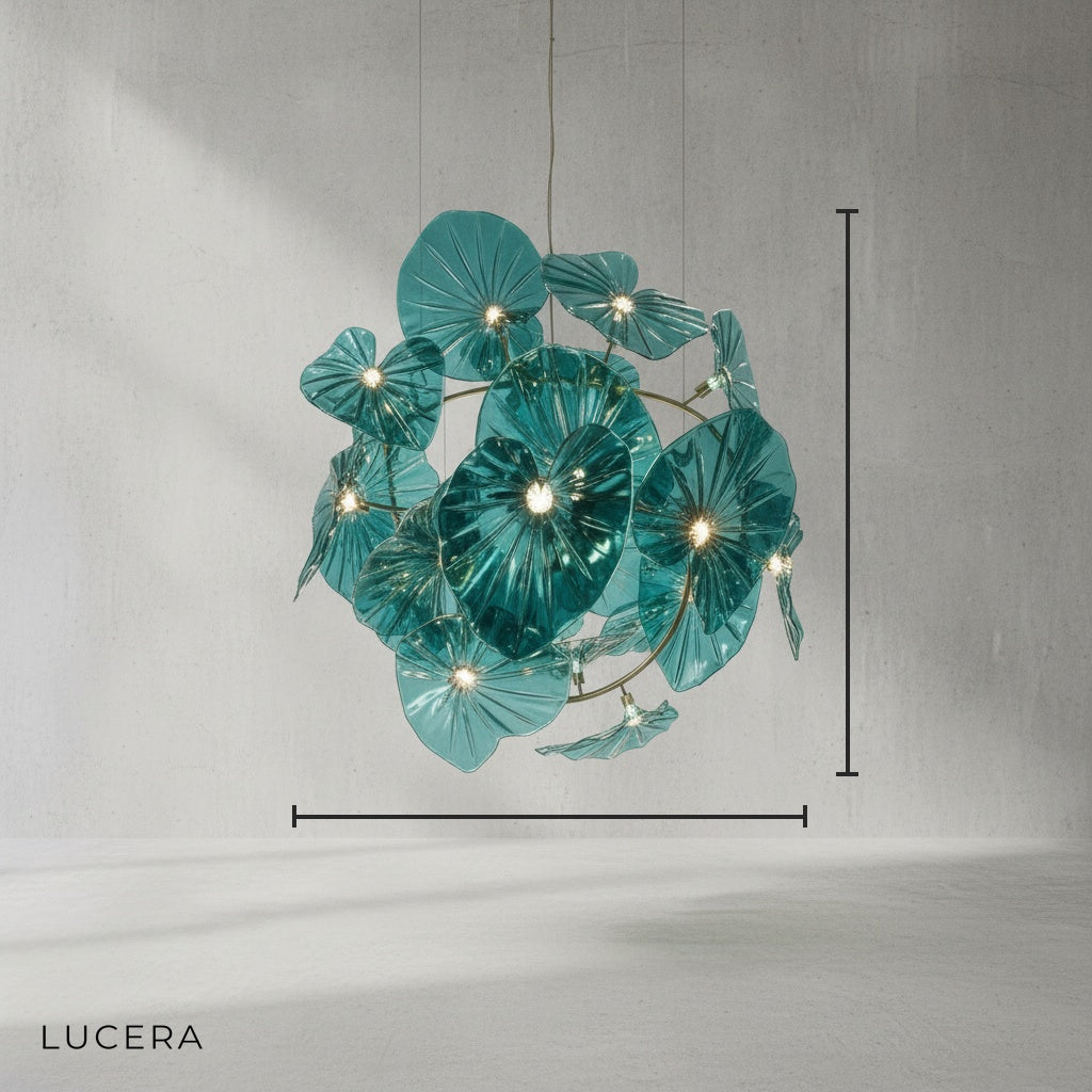 Carnelian Green Glass Leaves Pendant Chandelier - Chandeliers | Lucera Lighting