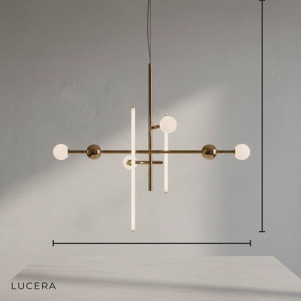 Daffodil Minimalist Gold Chandelier - Pendant Lights | Lucera Lighting