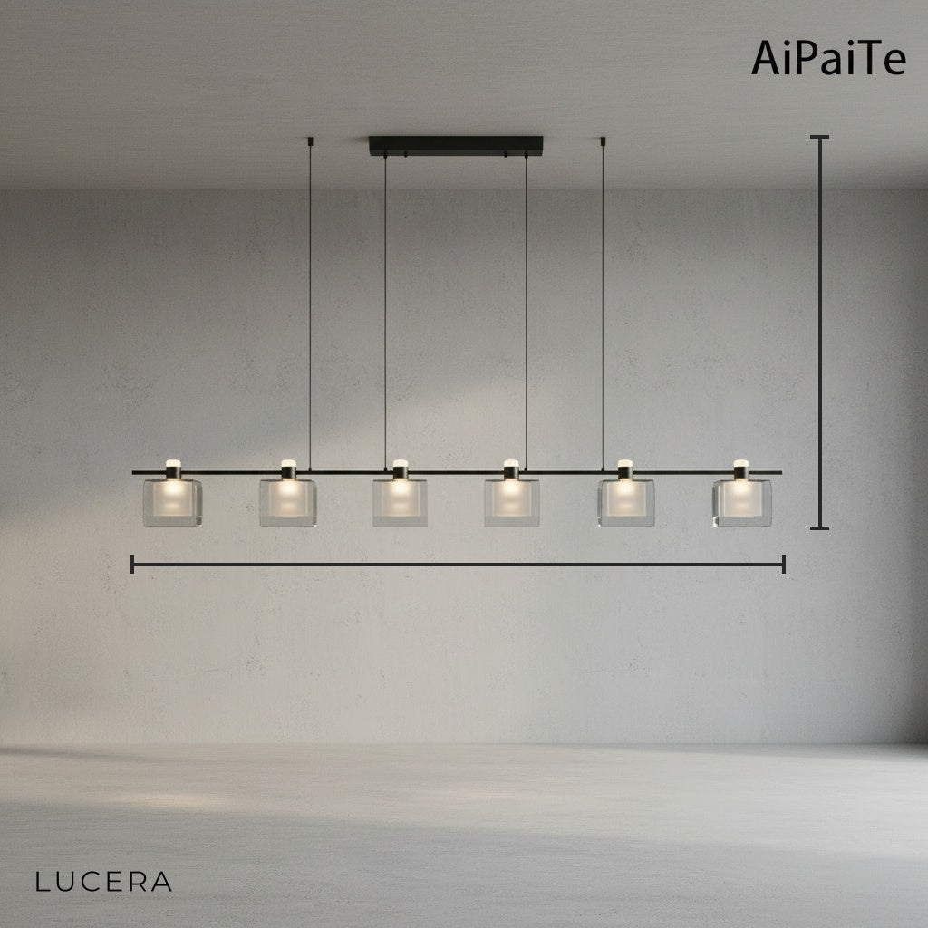 Glaucous Glass Cube Chandelier - Pendant Lights | Lucera Lighting