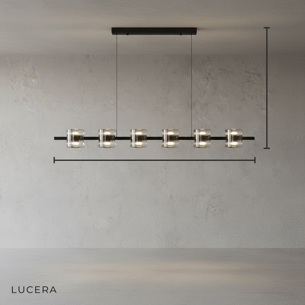 Harlequin Rectangle Glass Chandelier - Pendant Lights | Lucera Lighting