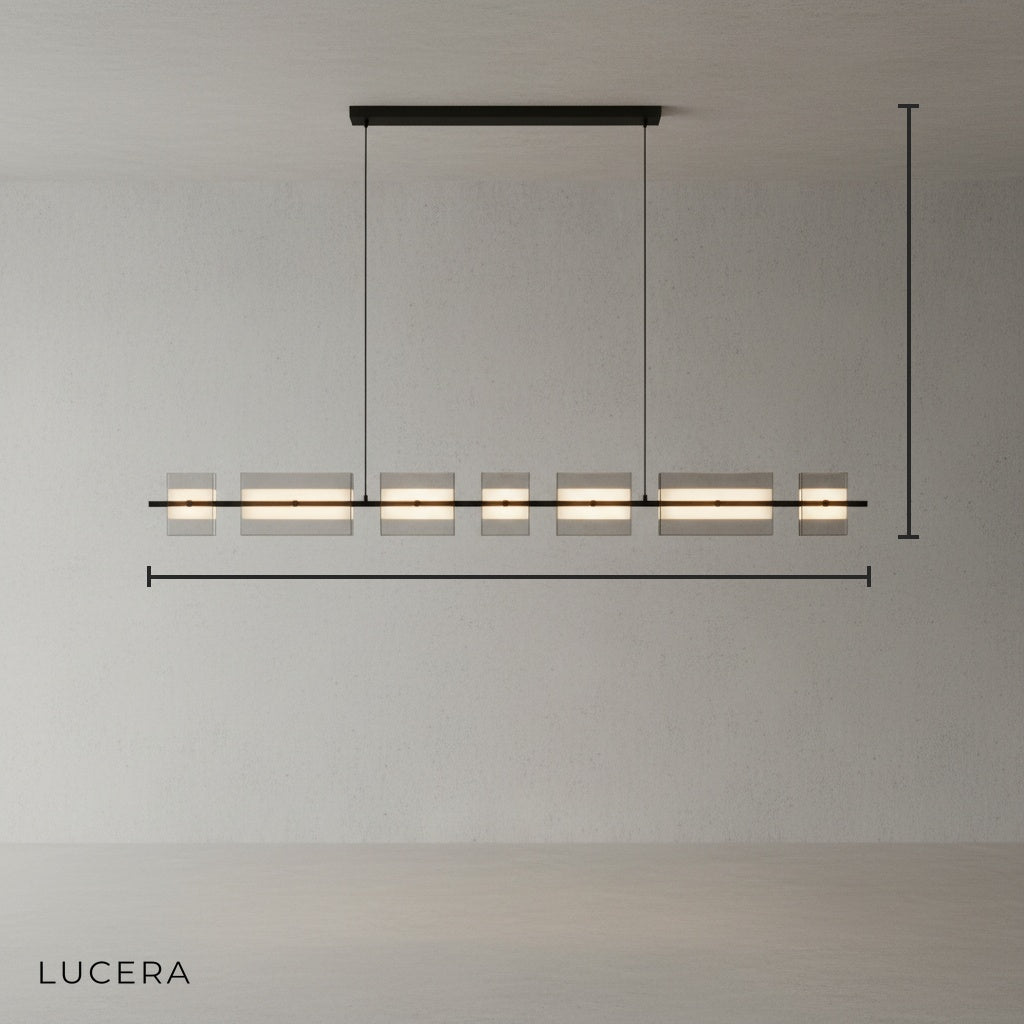 Icterine Modern Rectangle Copper Glass Chandelier - Pendant Lights | Lucera Lighting