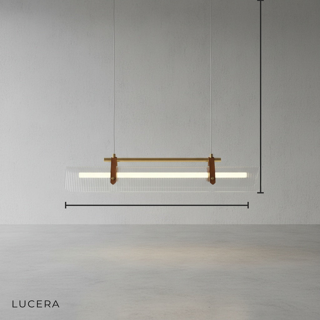 Naphthol Rectangle Metal and Leather Chandelier - Pendant Lights | Lucera Lighting