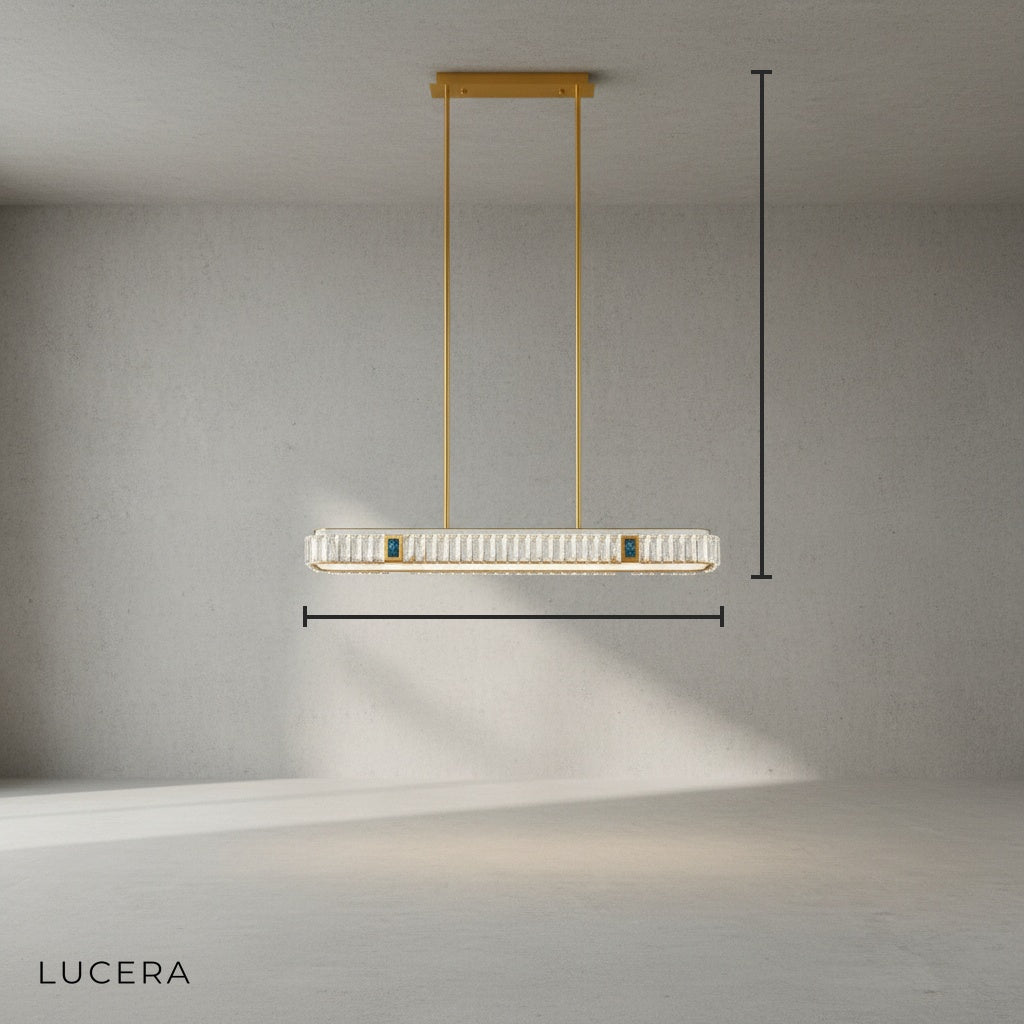Frej Rectangle LED Crystal Pendant Chandelier - Pendant Lights | Lucera Lighting