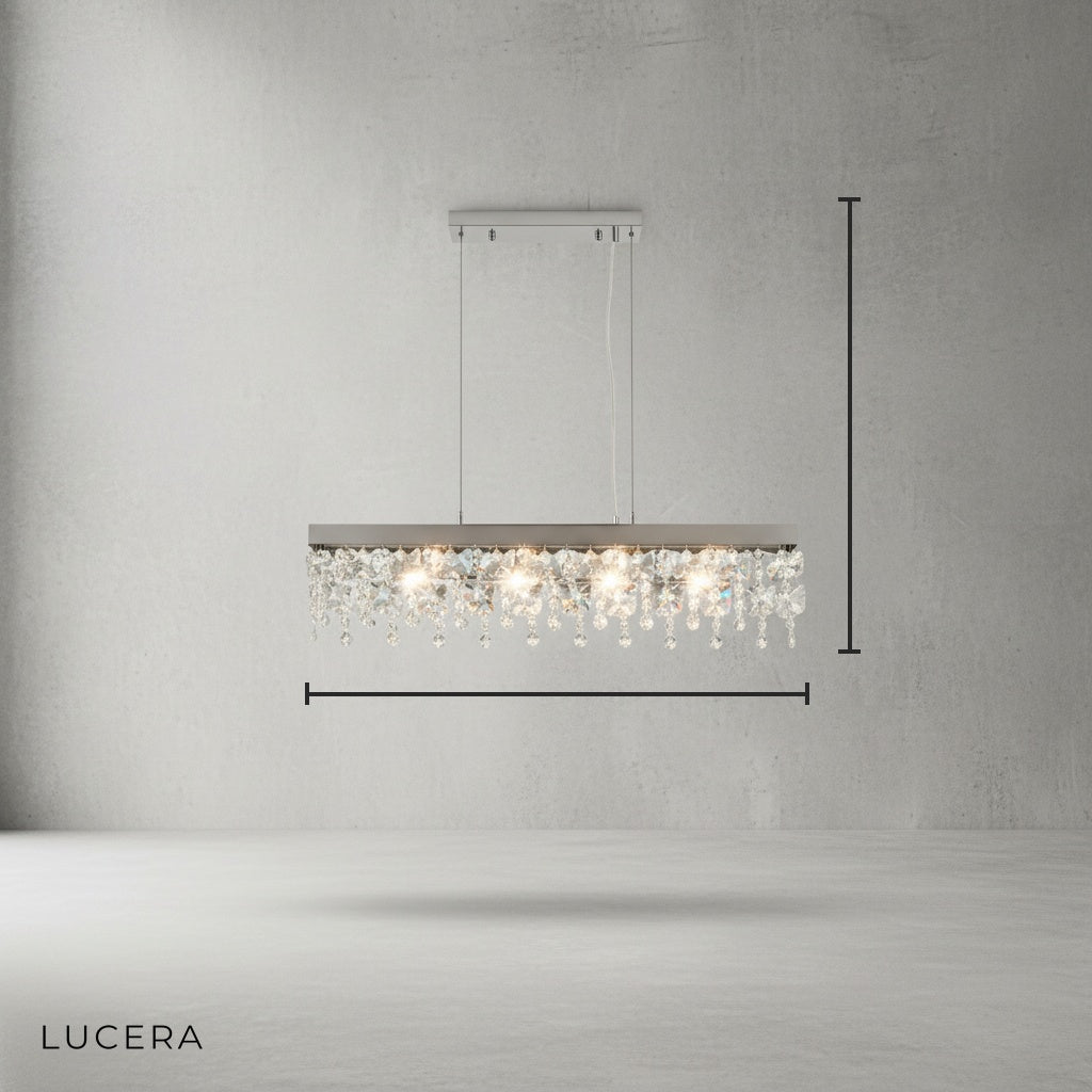 Hlin Chrome Rectangular Crystal LED Chandelier - Chandeliers | Lucera Lighting