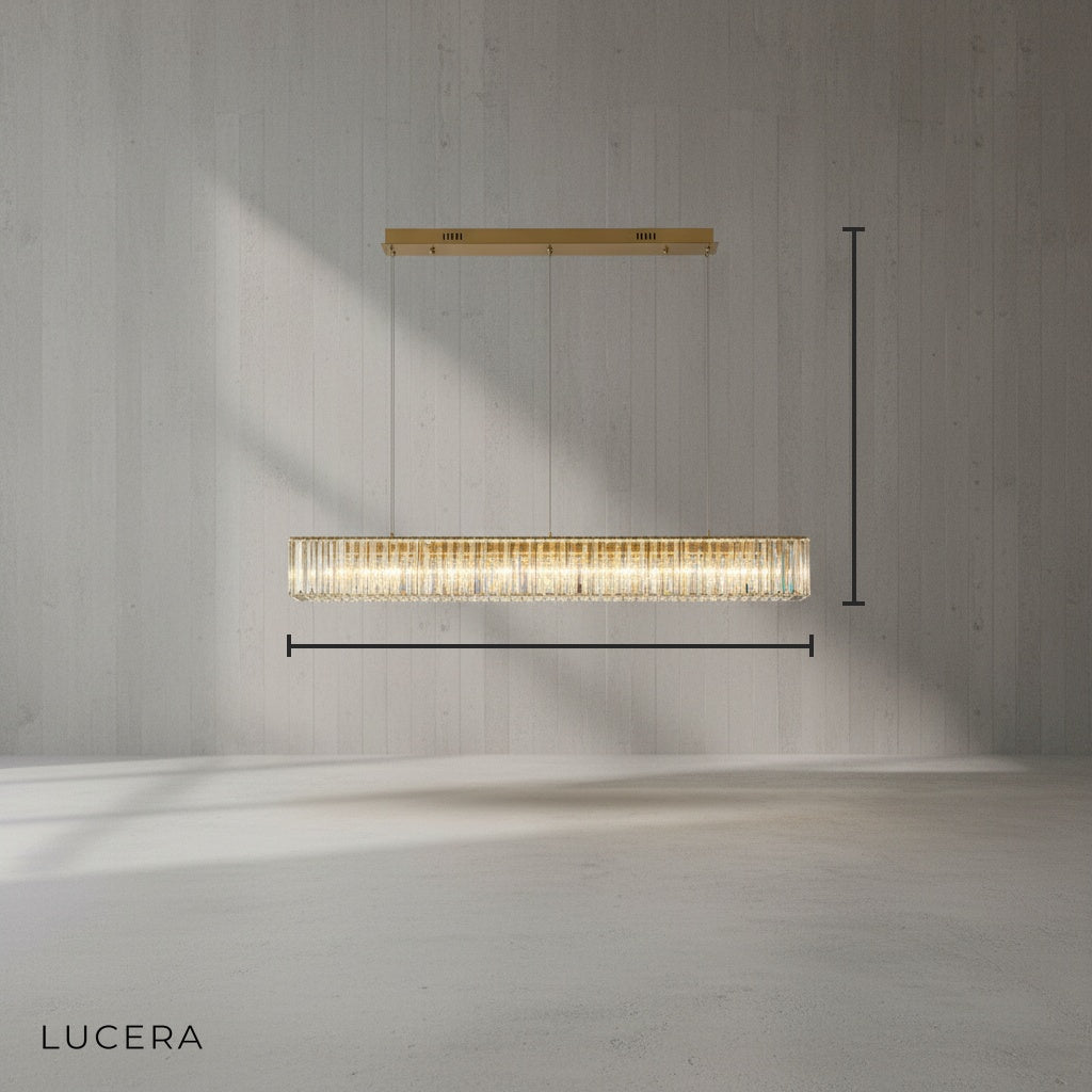 Ivar Rectangular Crystal Hanging LED Chandelier - Chandeliers | Lucera Lighting