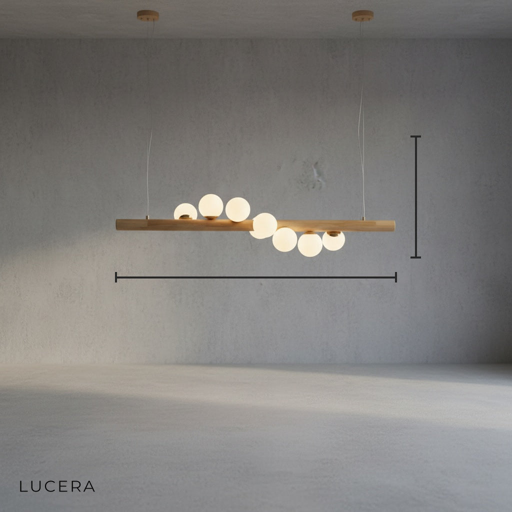 Svartr Nordic Wood Glass Ball LED Chandelier - Pendant Lights | Lucera Lighting