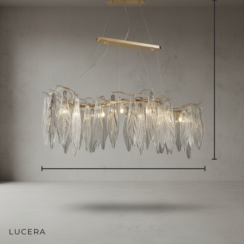 Ull Gold Rectangle Modern LED Hanging Chandelier - Chandeliers | Lucera Lighting