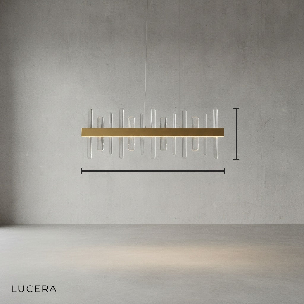 Alma Rectangle Gold Crystal Chandelier for Living Room - Chandeliers | Lucera Lighting