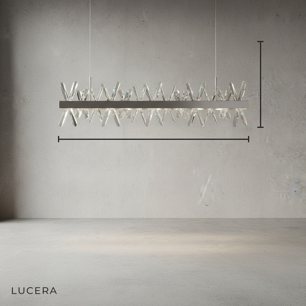 Arte Gold Rectangle Crystal Chandelier - Pendant Lights | Lucera Lighting
