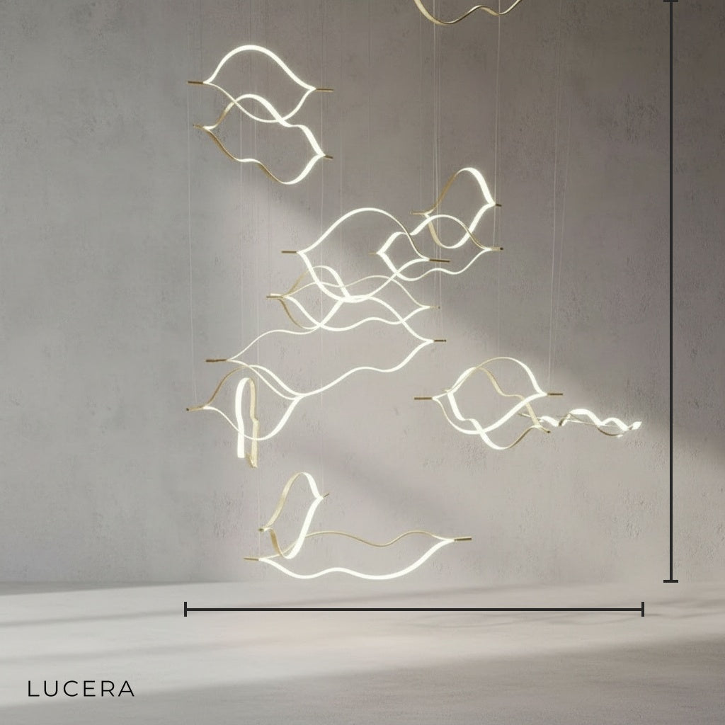 Campo Gold Wave Chandelier for Dining Room - Chandeliers | Lucera Lighting
