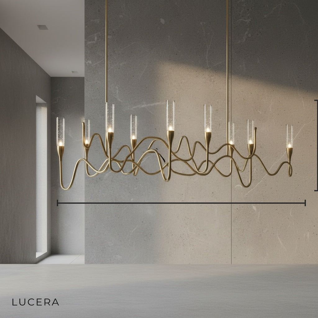 Carlo Icicle Gold Rectangle Crystal Chandelier - Chandeliers | Lucera Lighting