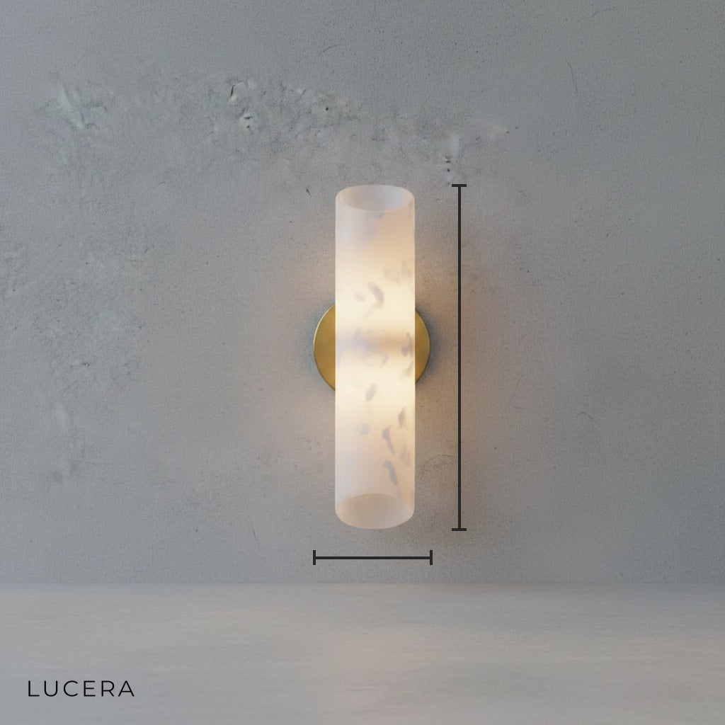 Cosmo Alabaster Vertical Wall Sconce - Luxury Ambient Light - Lamps | Lucera Lighting