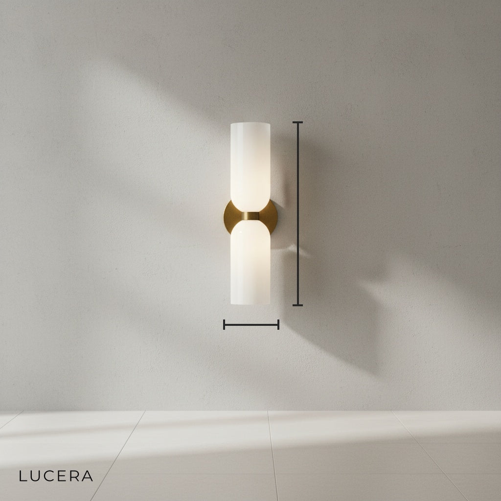 Dolce Double Glossy White Glass Wall Sconce - Wall Lights & Sconces | Lucera Lighting