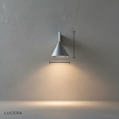 Minimalist Bauhaus wall lamp front view with LED strip lit