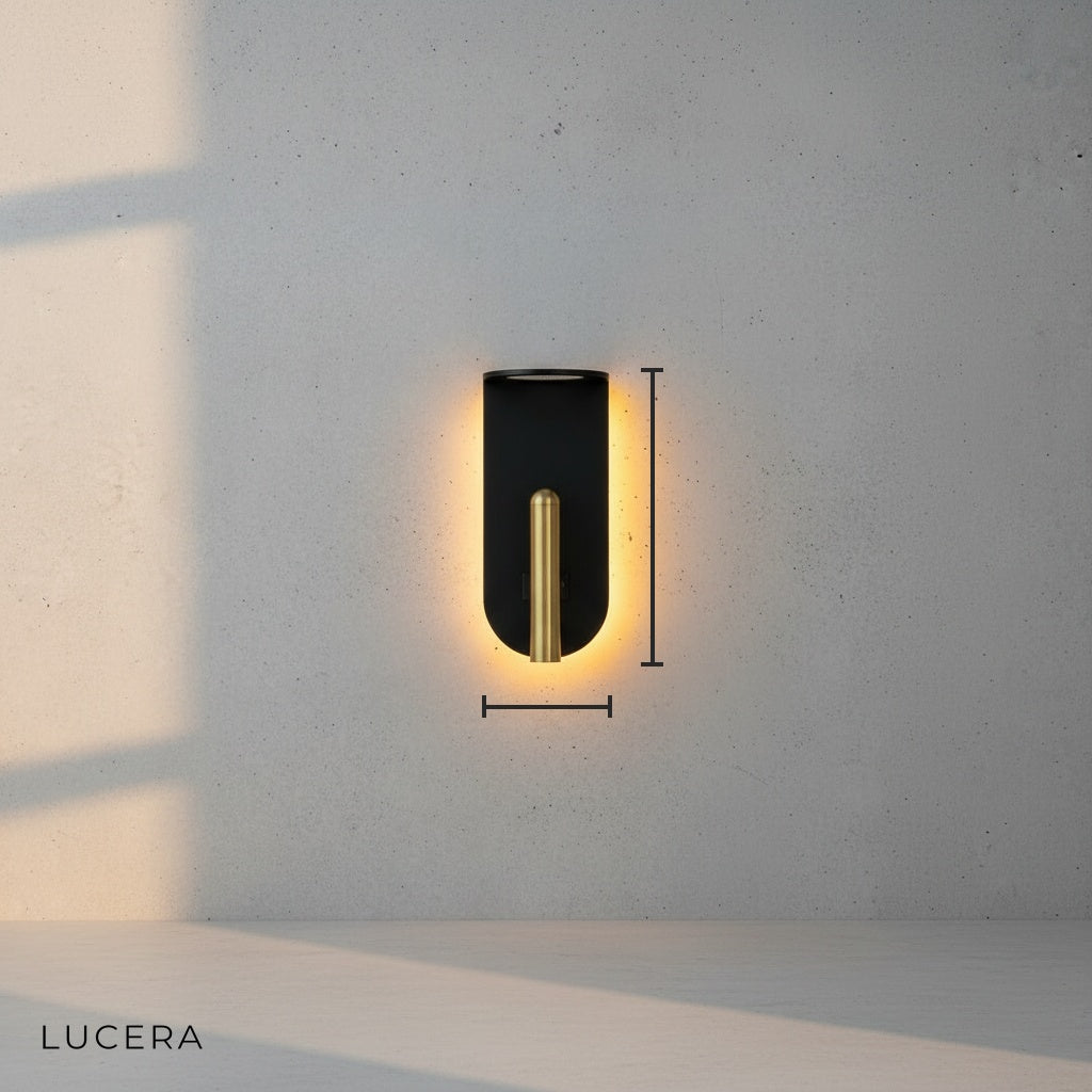 Fuoco Modern Black and Gold Wall Sconce - Wall Lights & Sconces | Lucera Lighting