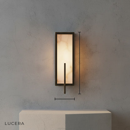 Minimalist New Chinese wall lamp on clean white background, front view