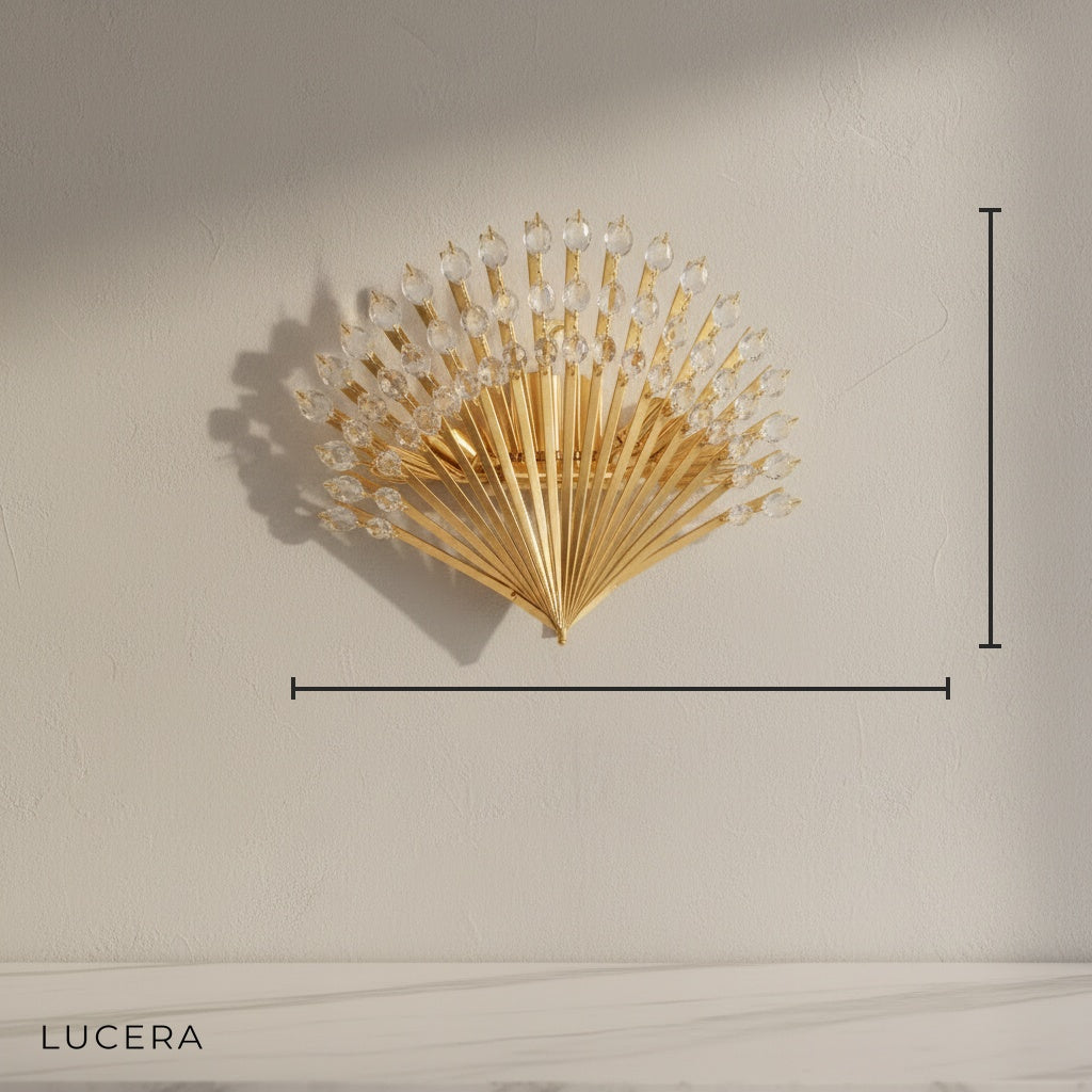 Fugue Luxury Golden Crystal Wall Lamp for Bedroom - Wall Lights & Sconces | Lucera Lighting