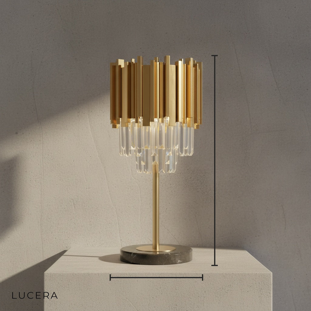 Fantasia Gold Crystal Nightstand Lamp - Lamps | Lucera Lighting