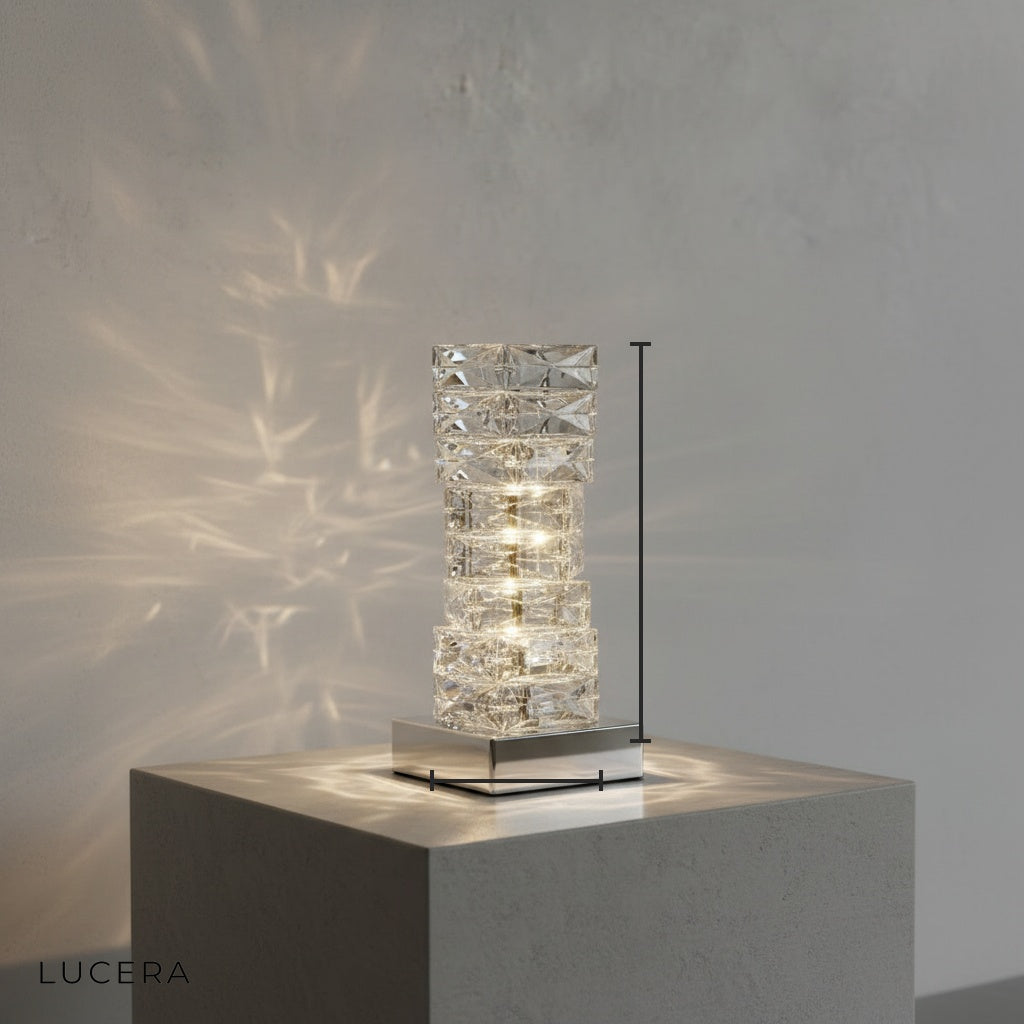 Verita Stainless Steel Crystal Modern Table Lamp - Lamps | Lucera Lighting