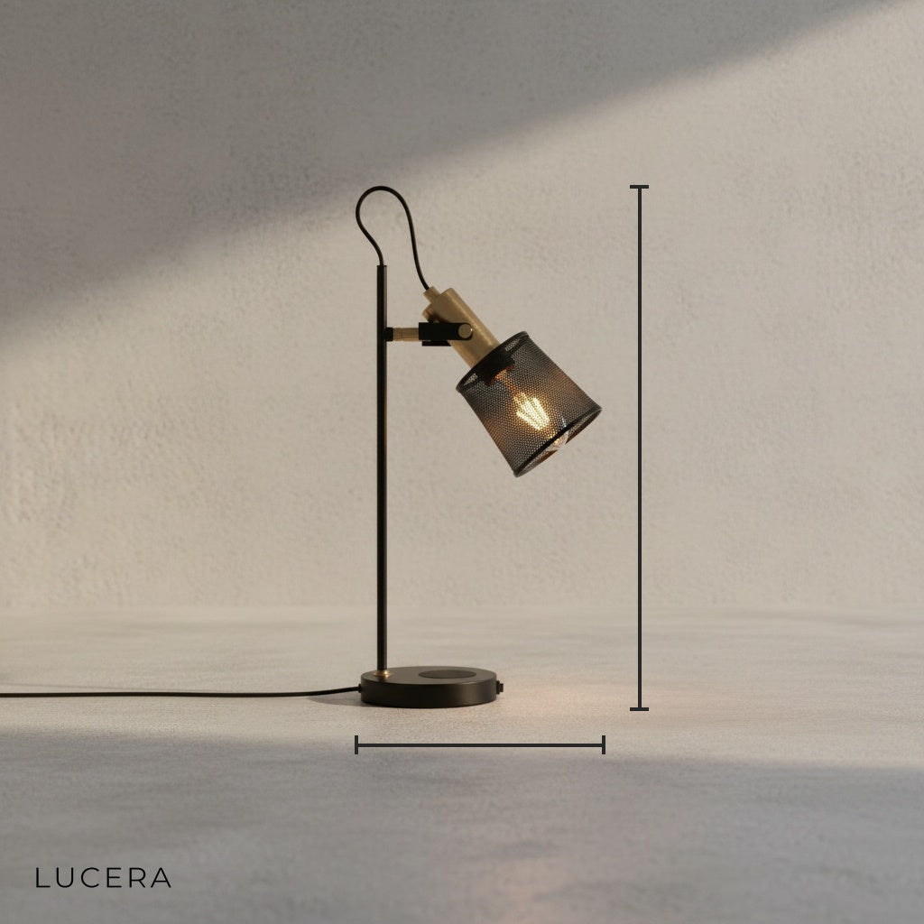Selene Industrial Retro Black Iron Desk Lamp with Wireless - Lamps | Lucera Lighting