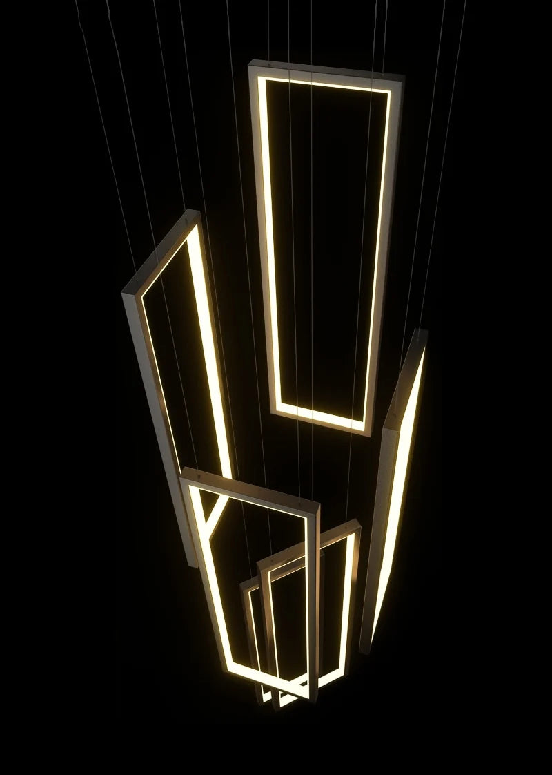 Sage Rectangle Hanging LED Chandelier - Pendant Lights | Lucera Lighting