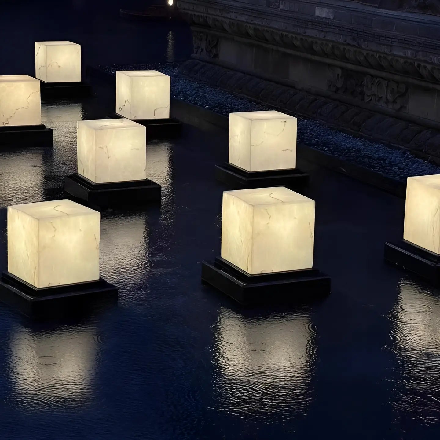 Vesta Marble Outdoor Floor Light - Exterior wall | Lucera Lighting