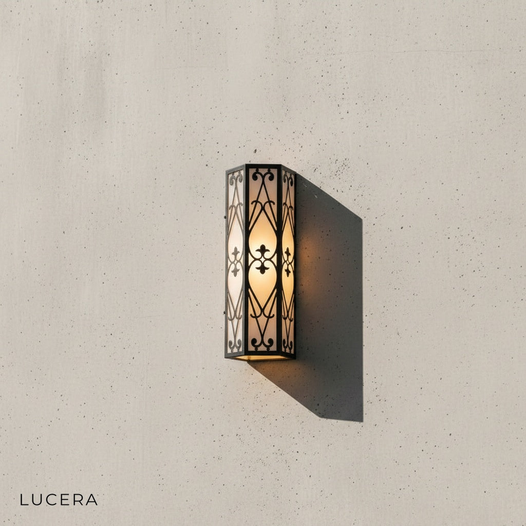 Harlow Outdoor LED Lamp side profile showing sleek black finish and architectural 60cm silhouette