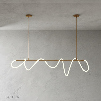 studio view of adjustable LED tube chandelier in sleek black finish
