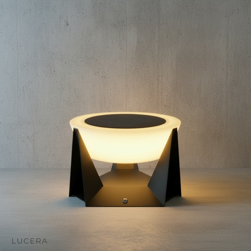 Wilhelmina outdoor lamp studio shot on clean white background showing sleek cylindrical design