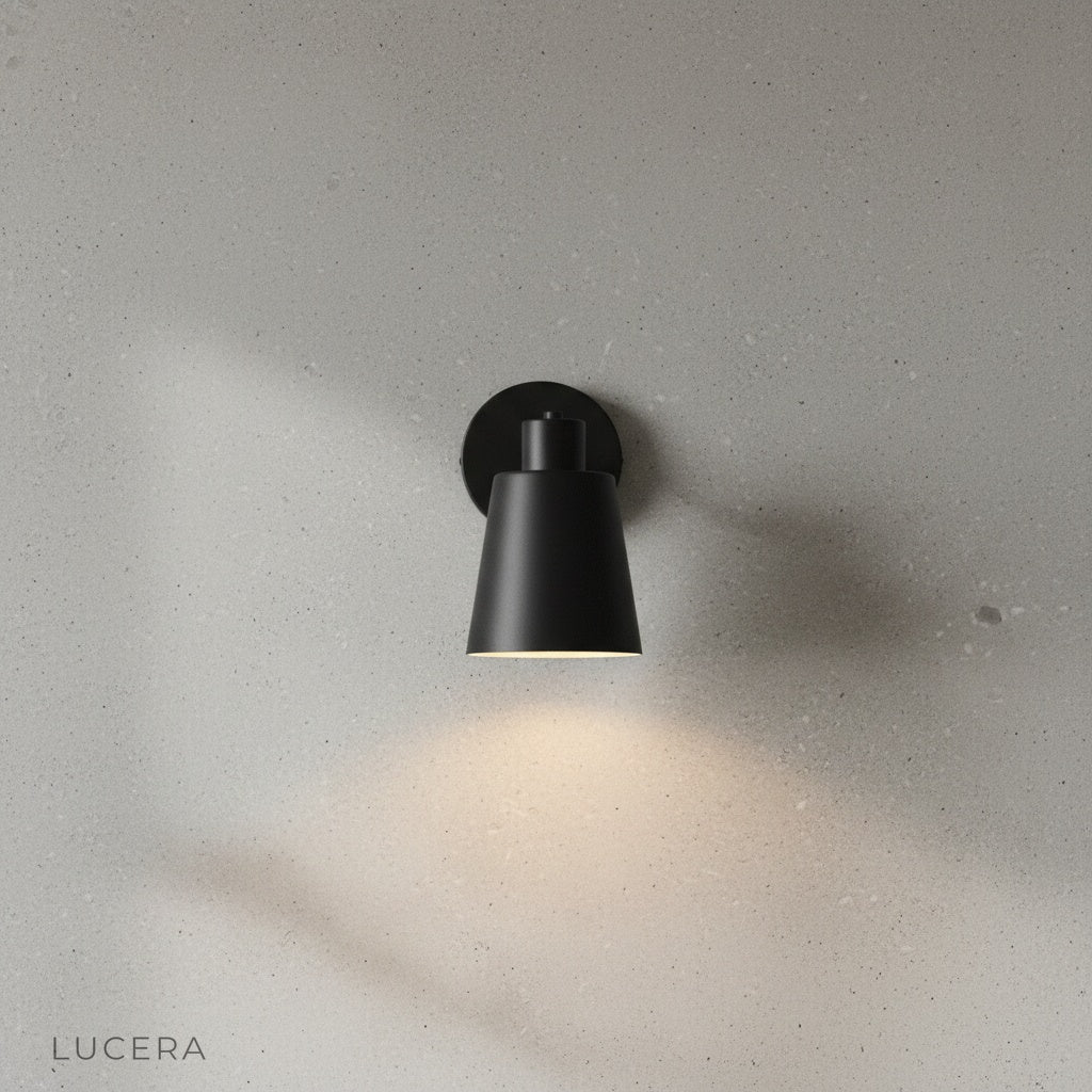 front view of zircon wireless wall lamp with smooth alloy finish