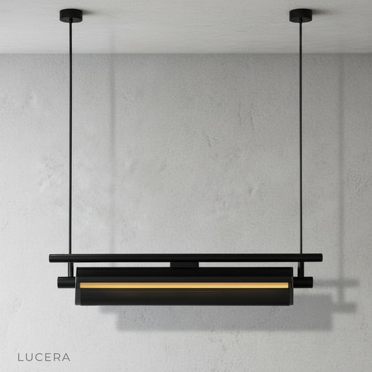 studio shot of Damocles pendant light with metal and glass finish