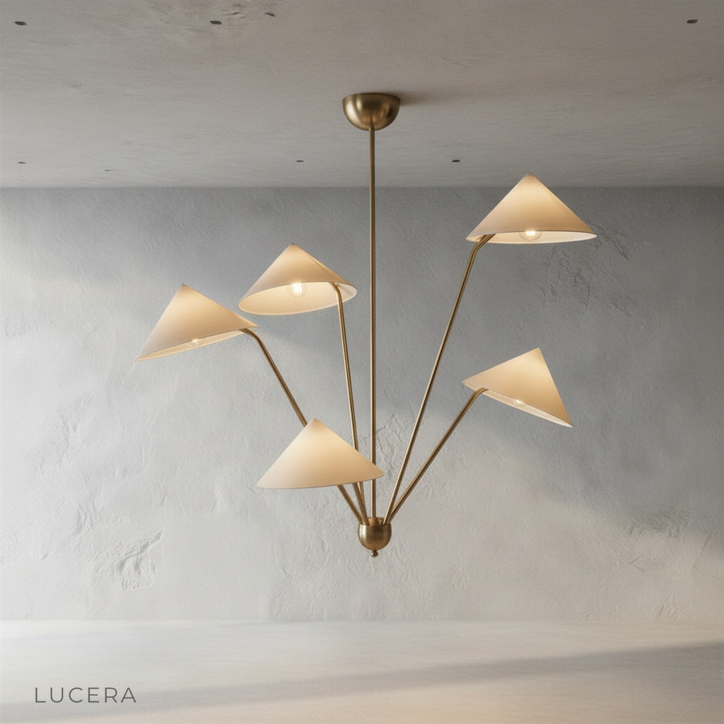 front view of Genevieve ceiling light showing elegant black frame and textured shade
