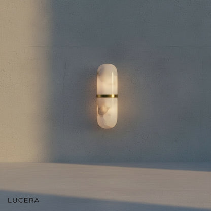 Xenon wall lamp warm ambient light against dark wall