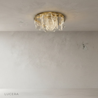 Sisyphus ceiling light studio shot angle view aluminum fabric-like design