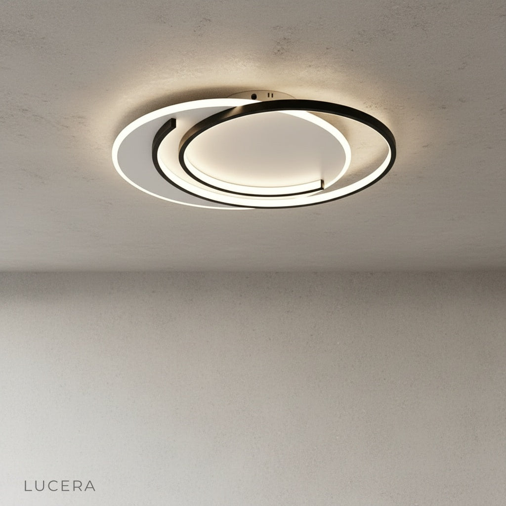 Zesty ceiling light gold finish with frosted acrylic diffuser in studio