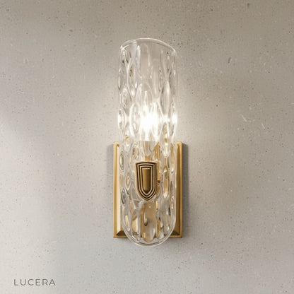 Jubilant Wall Lamp side angle studio shot showing rippled glass texture