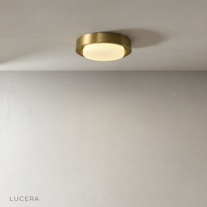 William Ceiling Light copper frame with frosted glass cover studio shot