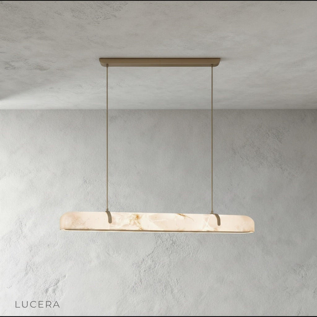 front view of Nerissa chandelier hanging in a clean white studio setting with diffused light